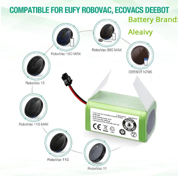    Aleaivy  14.4V 2600mAh Lithium Battery for Conga 990 1090 Tesvor X500 Ecovacs Deebot N79 N79S DN622 Eufy RoboVac 11 11S RoboVac 30  