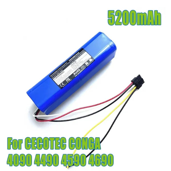  Replacement Battery Compatible for CECOTEC Conga 4090 4490 4590 4690 Robot Vacuum Cleaner Accessories Spare 14.8V 5200mAh 