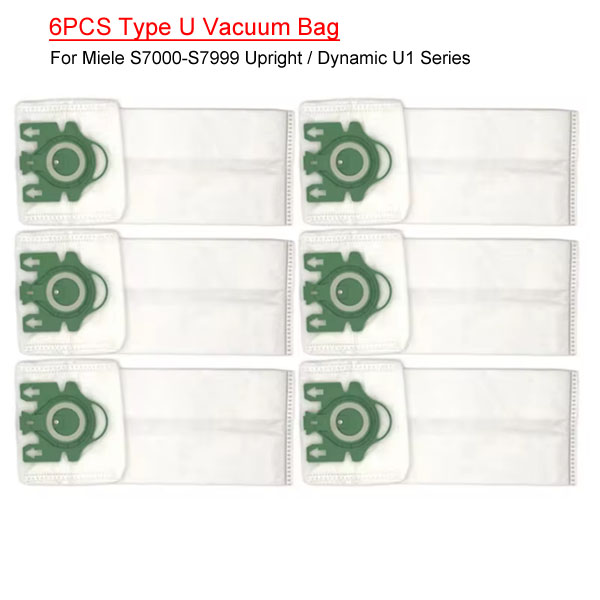  6Pcs Type U Vacuum Bags Compatible For Miele S7000-S7999 Upright And Dynamic U1 Series Upright 