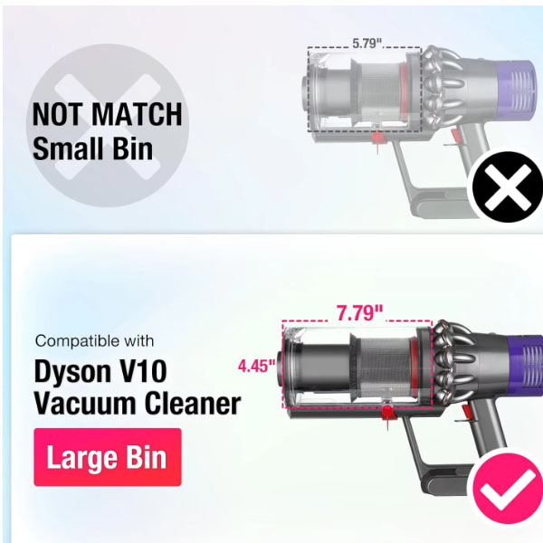  Vacuum Cleaner Canister For Dyson V10 SV12 , Large Cordless Cleaner Canister Dust Clear Bin Bucket Replacement 969509-01 _2